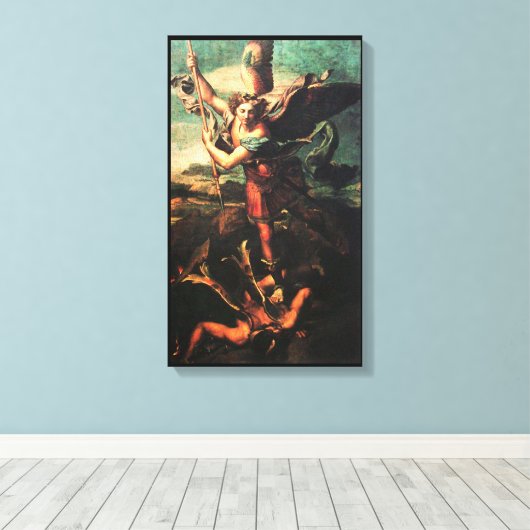 SAINT MICHAEL VANGUISHING SATAN CANVAS AFDRUK (Insitu (Houten vloer))