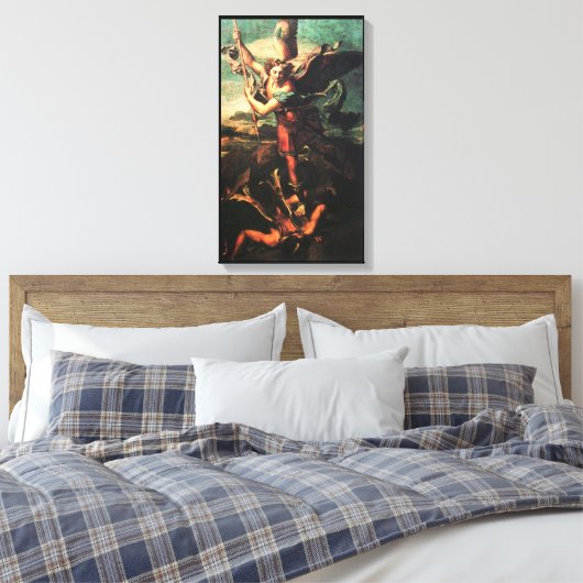 SAINT MICHAEL VANGUISHING SATAN CANVAS AFDRUK (Insitu (Slaapkamer))