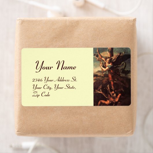 SAINT MICHAEL VANGUISHING SATAN ETIKET (Insitu)