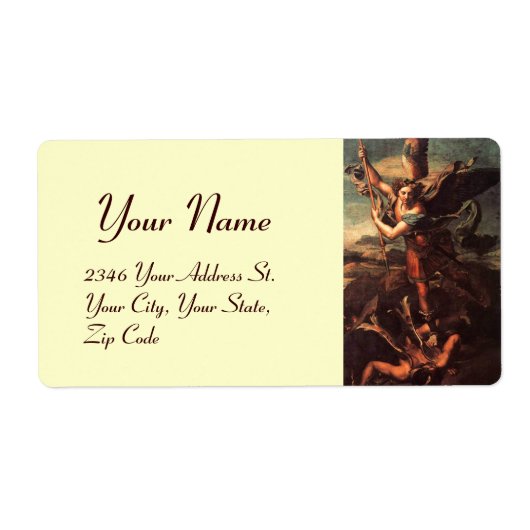 SAINT MICHAEL VANGUISHING SATAN ETIKET (Voorkant)
