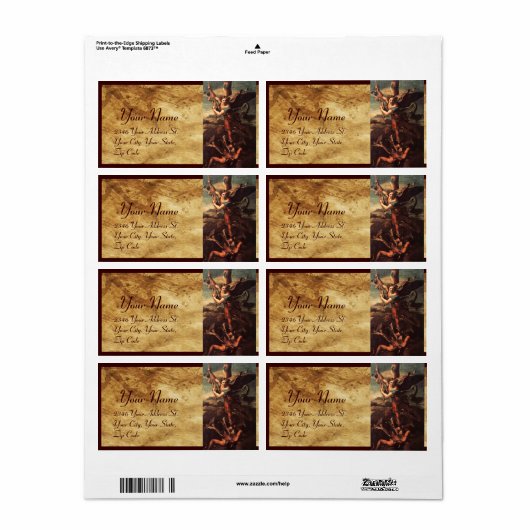 SAINT MICHAEL VANGUISHING SATAN ETIKET (Full Sheet)