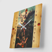 SAINT MICHAEL VANGUISHING SATAN Parchment Vierkante Klok (Hoek)
