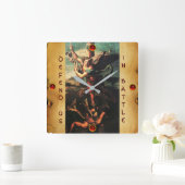 SAINT MICHAEL VANGUISHING SATAN Parchment Vierkante Klok (Huis)