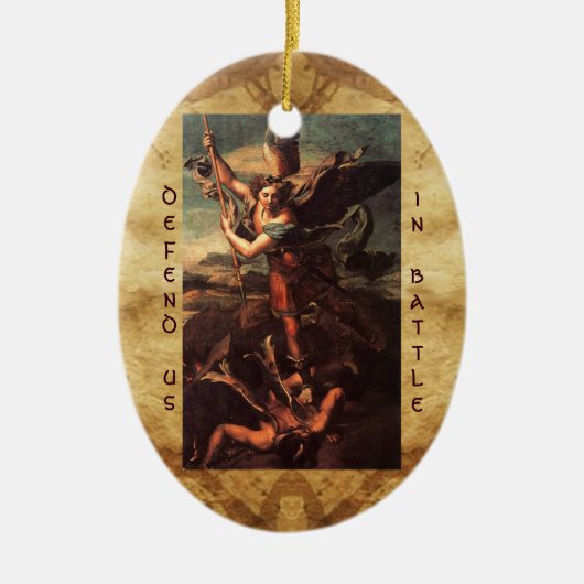 SAINT MICHAEL VANGUISHING SATAN Prayer Keramisch Ornament (Voorkant)