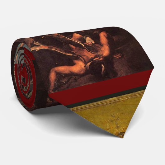 SAINT MICHAEL VANGUISHING SATAN ,Ruby Stropdas (Opgerold)