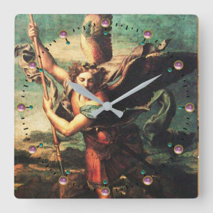 SAINT MICHAEL VANGUISHING SATAN VIERKANTE KLOK