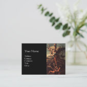 SAINT MICHAEL VANGUISHING SATAN, zwart Visitekaartje (Staand voorkant)