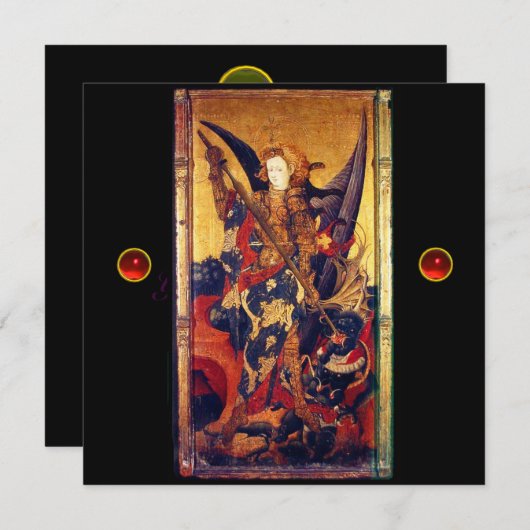 Saint Michael Vanguishing the Devil, rode ruby Kaart (Voorkant / Achterkant)