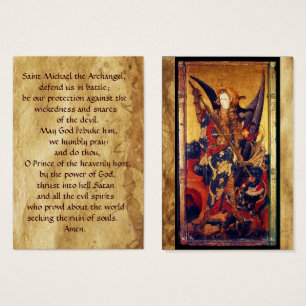 Saint Michael Vanquishing de Devil Prayer Kaart