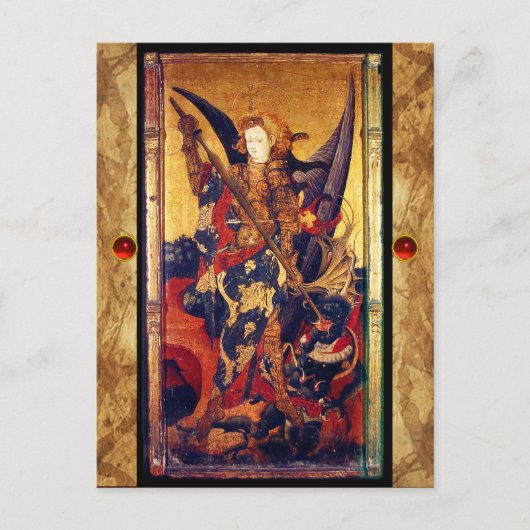 Saint Michael Vanquishing de Devil Prayer Kaart (Voorkant)