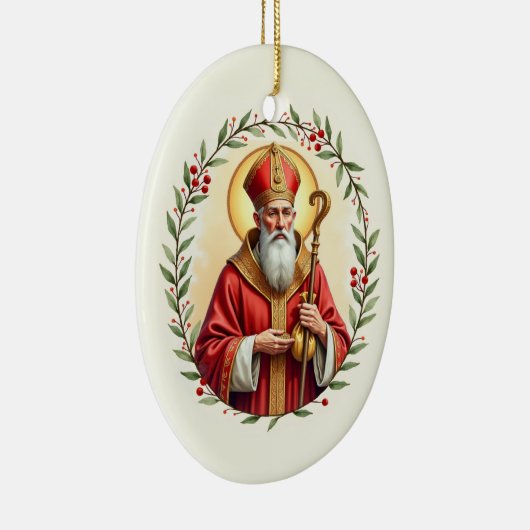 Saint Nicholas God's Peace and Blessings Scripture Keramisch Ornament (Rechts)