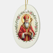 Saint Nicholas God's Peace and Blessings Scripture Keramisch Ornament (Links)