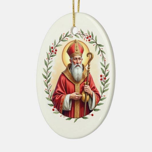 Saint Nicholas God's Peace and Blessings Scripture Keramisch Ornament (Links)