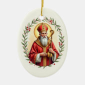Saint Nicholas God's Peace and Blessings Scripture Keramisch Ornament (Voorkant)