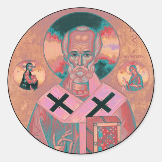 Saint Nicholas Icon Ronde Sticker (Voorkant)