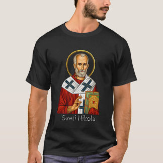 Saint Nicholas orthodox serbian letter icon  T-shirt