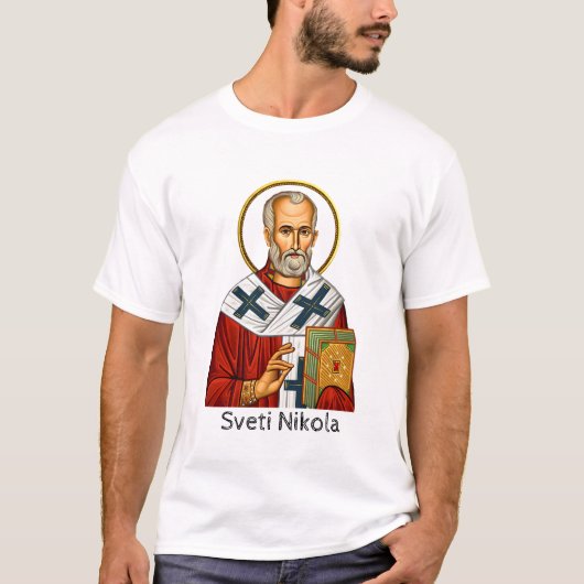 Saint Nicholas orthodox serbian letter icon  T-shirt (Voorkant)