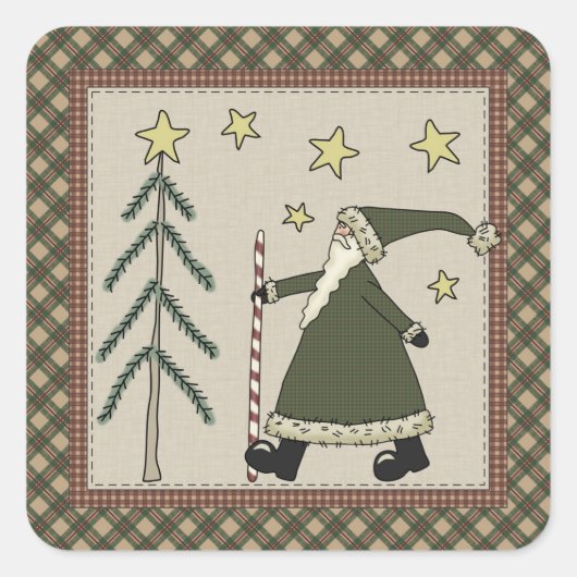 Saint Nick Vakantie Scène Vierkante Sticker (Voorkant)