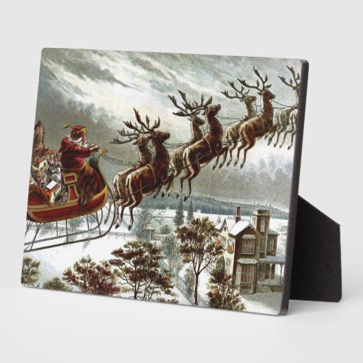 Saint Nick  Victoriaans Santa Claus Reindeer Fotoplaat (Zijkant)