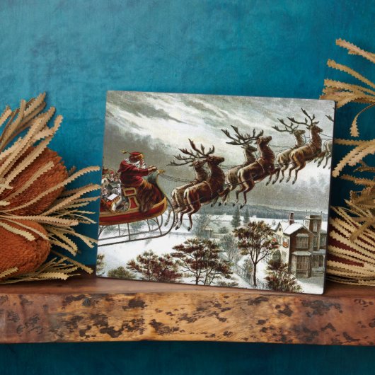 Saint Nick  Victoriaans Santa Claus Reindeer Fotoplaat (Zijkant)