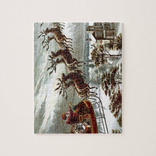 Saint Nick  Victoriaans Santa Claus Reindeer Legpuzzel (Verticaal)