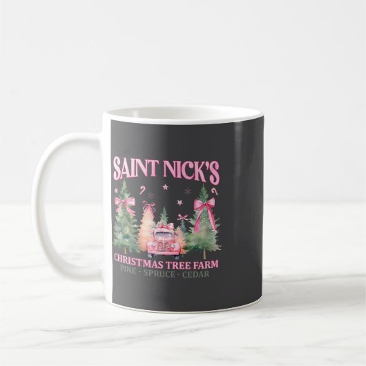 Saint Nick's Christmas Tree Boerderij Roze Coquett Koffiemok (Links)