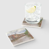 Saint-Nicolas dock in Straatsburg, Frankrijk Stenen Onderzetter (Zijkant)