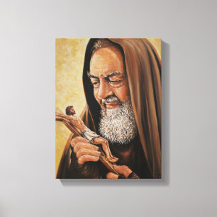 Saint Padre Pio Crucifix Jesus Priest Canvas Afdruk