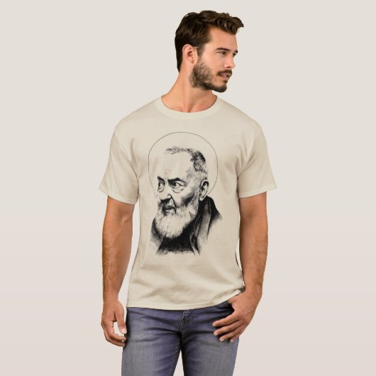 Saint Padre Pio heeft mijn achterkatholieke priest T-shirt (Voorkant volledig)