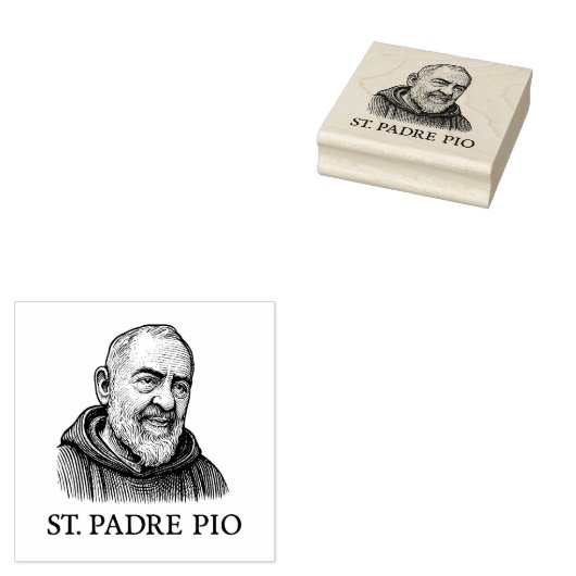 Saint Padre Pio Traditionele gravure Devotional Rubberstempel (Gestempeld)