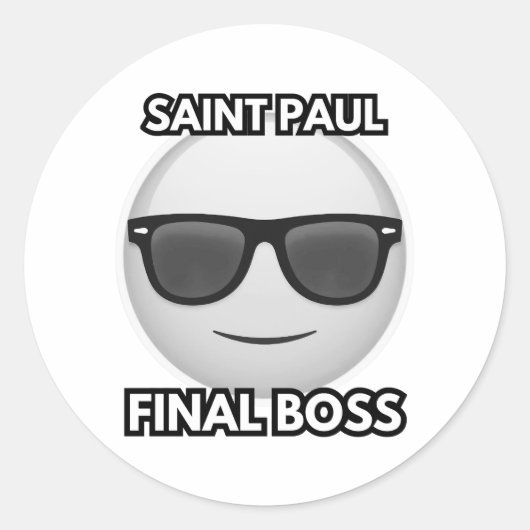Saint Pal Eindbaas Cool Emoji Ronde Sticker (Voorkant)