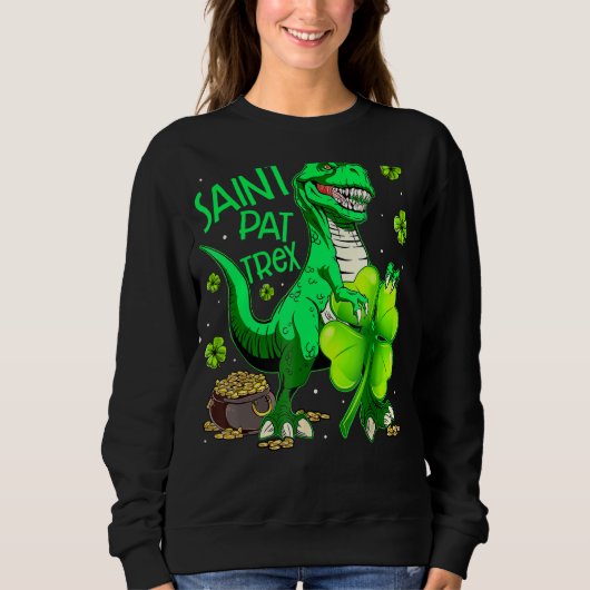 Saint Pat Rex T Rex Dinosaur Leprechaun St Patrick Trui (Voorkant)