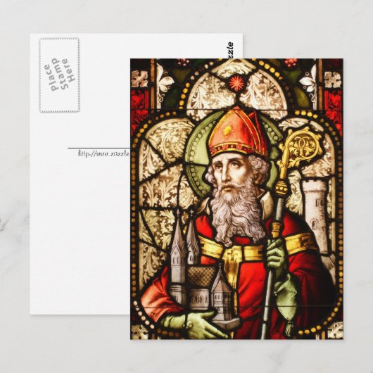 Saint Patrick Afbeelding op Glas in lood Briefkaart (Voorkant / Achterkant)