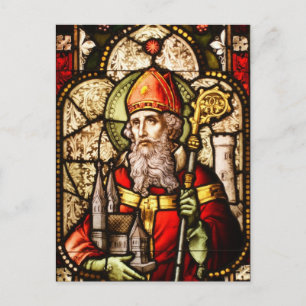 Saint Patrick Afbeelding op Glas in lood Briefkaart
