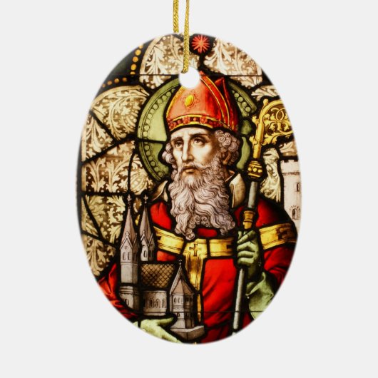 Saint Patrick Afbeelding op Glas in lood Keramisch Ornament (Achterkant)