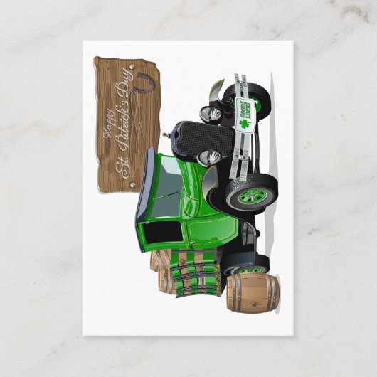 Saint Patrick  Cartoon Kerstmis brandweerwagen Visitekaartje (Voorkant)