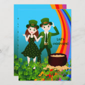 Saint Patrick Day Kinder Party Kaart (Voorkant / Achterkant)