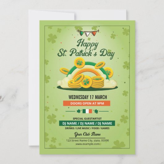 Saint Patrick Day Party Uitnodiging Sjabloon (Voorkant)