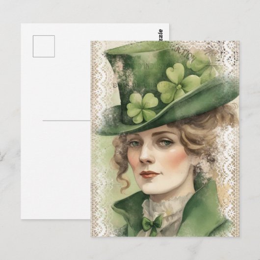Saint Patrick Day  vrouw Briefkaart (Voorkant / Achterkant)