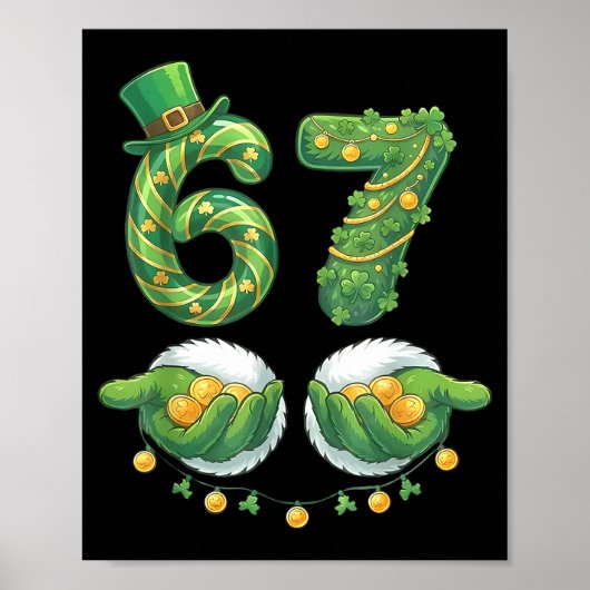 Saint Patrick Day Zes Zeven 67 Grappige Meme 67 Vr Poster (Voorkant)