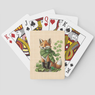 Saint Patrick - Happy en schattige vos Pokerkaarten