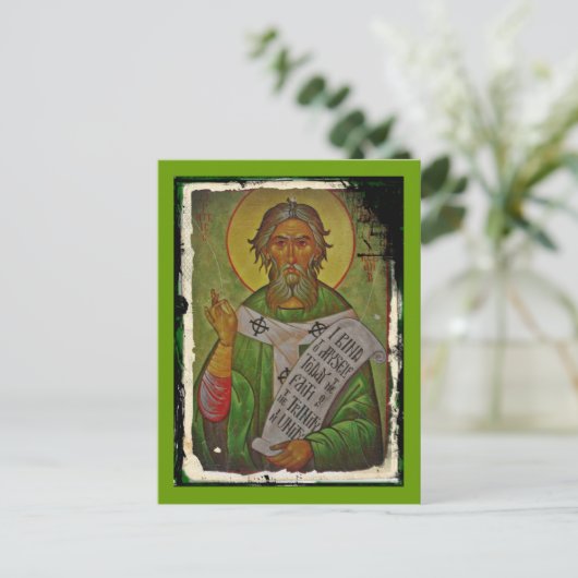 Saint Patrick Icon on Green Briefkaart (Staand voorkant)