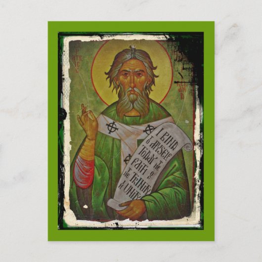 Saint Patrick Icon on Green Briefkaart (Voorkant)