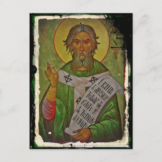 Saint Patrick Icon on Green Briefkaart (Voorkant)