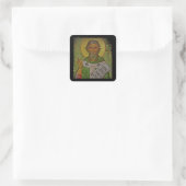 Saint Patrick Icon on Green Vierkante Sticker (Tas)