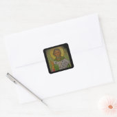 Saint Patrick Icon on Green Vierkante Sticker (Envelop)