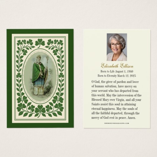 Saint Patrick katholieke begrafenis gedenkteken Visitekaartje (Voorkant /achterkant)