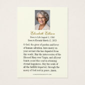 Saint Patrick katholieke begrafenis gedenkteken Visitekaartje (Achterkant)