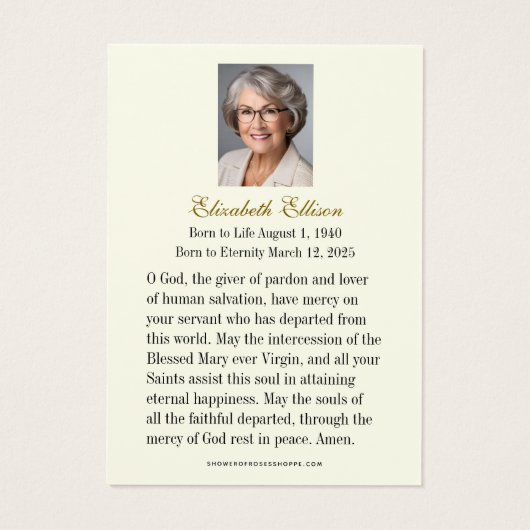 Saint Patrick katholieke begrafenis gedenkteken Visitekaartje (Achterkant)