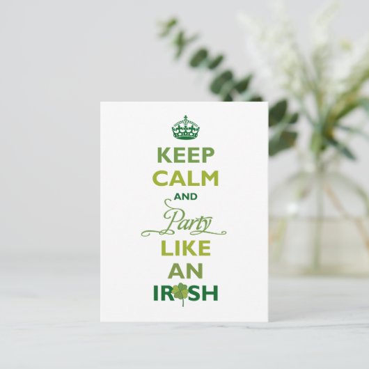 Saint Patrick Keep Calm en party als een Ier Briefkaart (Staand voorkant)